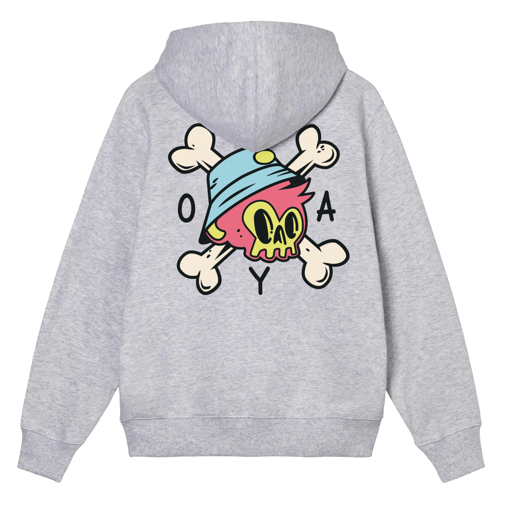 Okay Clothing Brand, Bones, Heather Grey, Hoodie