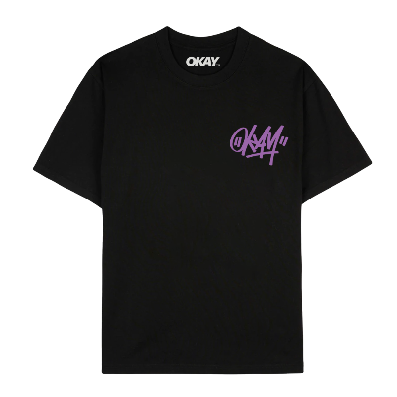 Black Waved Okay Clothing T-Shirt Front