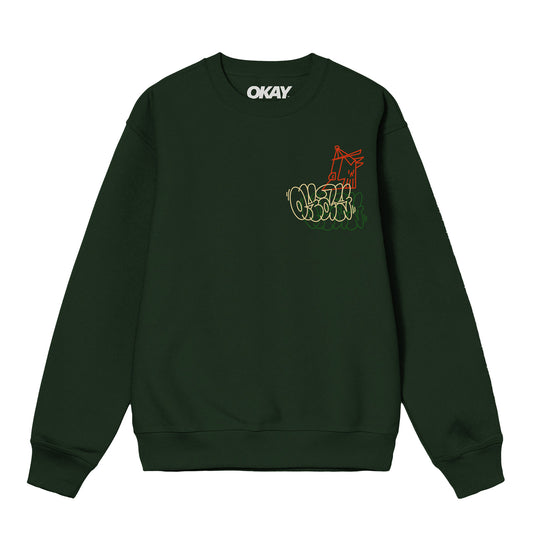 Overlay Sweatshirt Forest Green